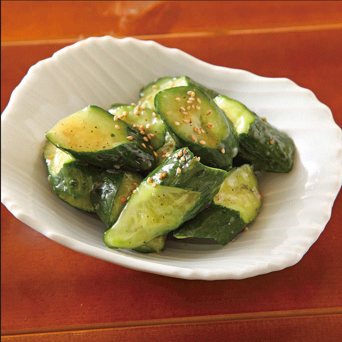 Crunchy cucumber/Edamame/Crispy salted cabbage