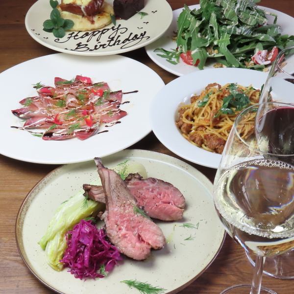 旬の野菜や新鮮なお肉を使った多彩な料理をコースで提供いたします☆