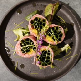 和牛ネギたく肉生春巻き