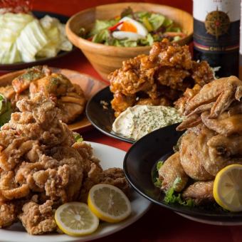[All-you-can-eat and drink for 3 hours!] Best value for money, all-you-can-eat 6 out of 8 dishes! All-you-can-eat charcoal grilled yakitori and freshly fried chicken!!