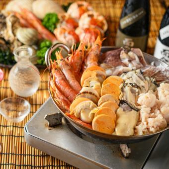 [J-Kaiseki Uribi Dinner Plan-] 6 dishes for 7,500 yen.An exquisite course where you can enjoy sea treasure carpaccio and a luxurious hot pot of your choice.