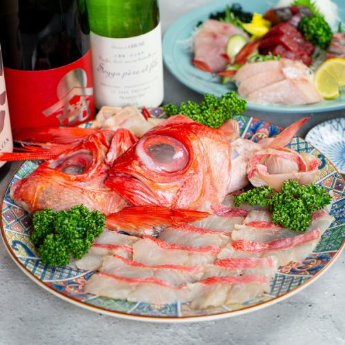 当店自慢の魚「本鮪・鯛・桜鯛・金目鯛・鯵」