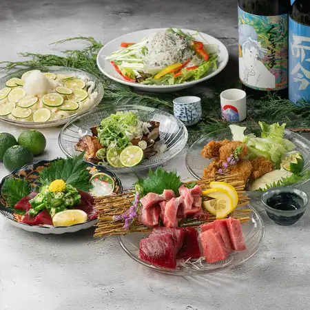 【-本鮪堪能plan-】全7品+2時間飲み放題5,000円|-極上本鮪3種食べ比べ・鮪カマ豪快焼きを堪能-