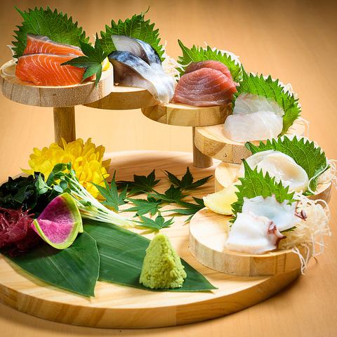 Assorted Hokkai sashimi stairs