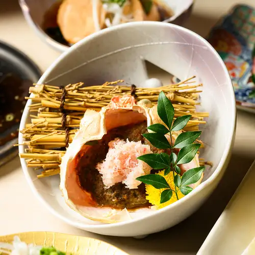 お席で作る 濃厚熱々蟹味噌甲羅焼き 