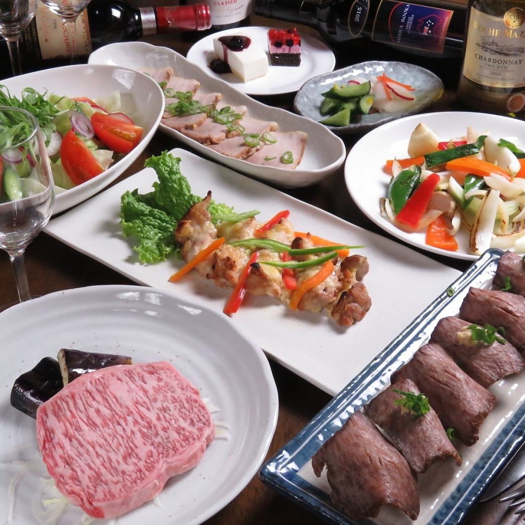 Luxurious! 6,800 yen course with Sendai beef steak and 120 minutes all-you-can-eat♪