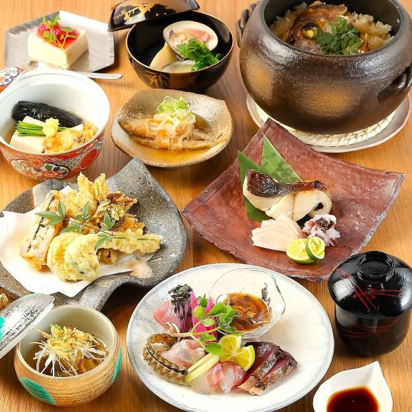 【適合紀念日、約會、商務】可以享用壽司、燒烤、湯菜、鯛魚鍋飯等的套餐 6,600日元（含稅）~