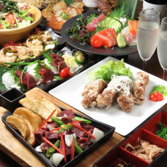 Welcome and farewell party ★ 10 dishes including horse sashimi and diced steak 3 hours all-you-can-drink "FUKUJYU course" 4980 yen ⇒ 4480 yen
