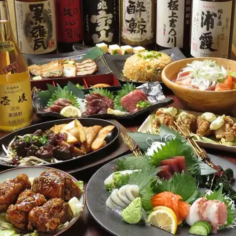 迷ったらこれ！【3時間飲み放題】馬刺し&スペアリブ全10品『福寿HUKUJUコース』4980⇒4480円