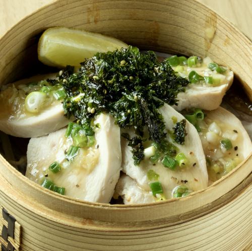 蒸し鶏の葱塩レモン