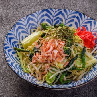 桜えびと菜の花の塩焼きそば