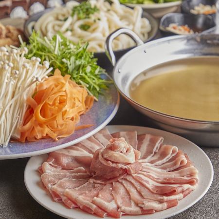 [雅套餐] 2種鮮魚等8道菜品以及主菜「豬肉涮鍋」或「豬排」的選擇 2小時無限暢飲 3,500日元