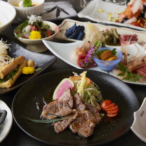 【雅コース】おすすめ◎メインは旨味凝縮！牛ハラミステーキ♪ 2時間飲み放題付き8品3500円