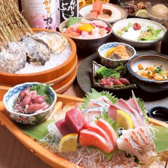 うみいち堪能コース3時間飲み放題付き6600円→6000円（税込）９品
