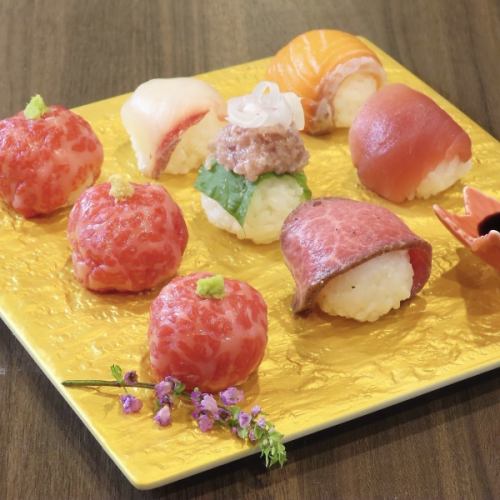 海鮮・肉 手毬寿司八種盛り合わせ