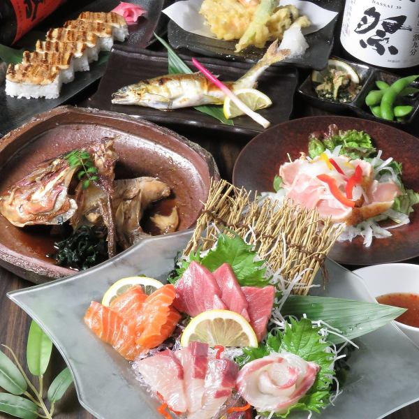 【适合各种宴会】享受时令风味...“轻松”套餐，无限畅饮7,750日元（含税）～，可以同时享用肉类和海鲜。