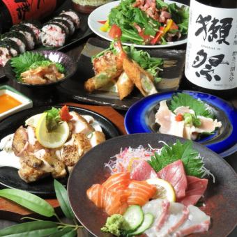 【各種宴会に】 鹿児島県産地鶏たたきや鮮魚お造りも味わえるお料理のみコース￥5500円→￥5000円