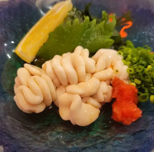 Cod milt in vinegar / Tempura