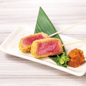 Rare bonito cutlet skewers