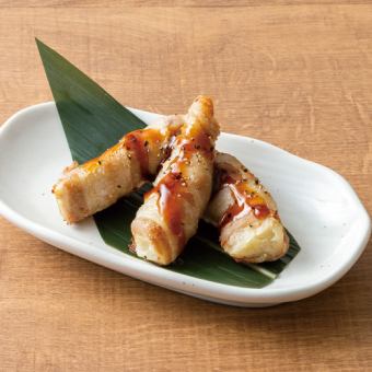 Bamboo shoots wrapped in meat / Tomorrow's leaf tempura each