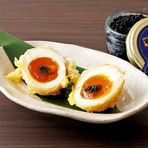 とろ～り半熟卵の天ぷら～ランプフィッシュキャビア添え～