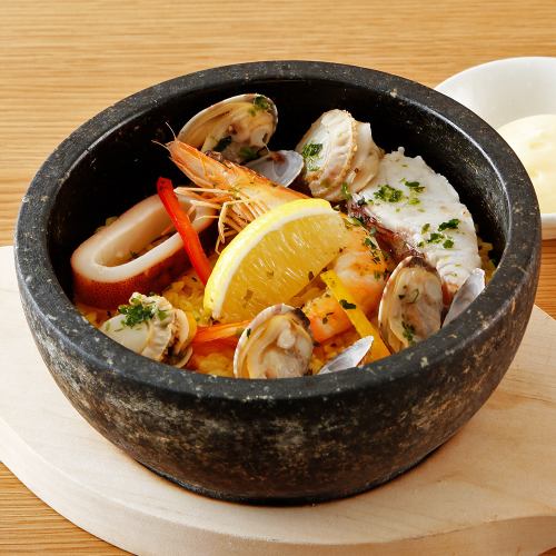 あったか石焼き海鮮パエリア風ごはん/山芋とろろ焼き