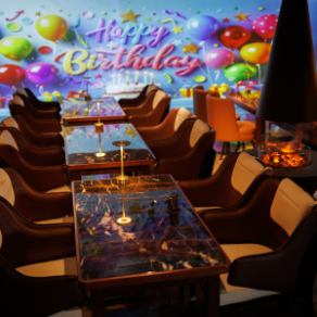 【プロジェクター利用可能♪結婚式の2次会にも是非◎】ワンフロア貸切で、一体感のあるパーティーを実現しませんか。壁一面の巨大プロジェクターを完備し、大迫力の映像演出が可能で結婚式の2次会などにも大活躍♪広々とした店内で、周囲を気にせず盛り上がれます。大人数でのご宴会やイベントにぜひご利用ください。