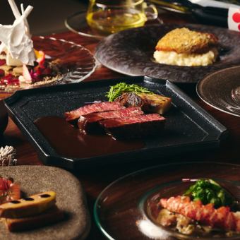 黒毛和牛グリルステーキや甘鯛鱗焼き等『プレミアムコース』9品+2H飲み放題付7980円