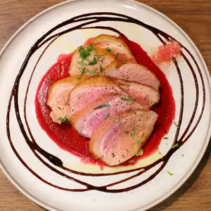 Roasted duck breast with beets and balsamic sauce