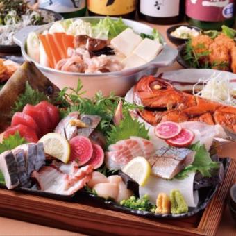 【各種宴会にも！】店長オススメコース！地きんめ鯛、あんこう鍋、焼きうお、刺身盛り合わせ