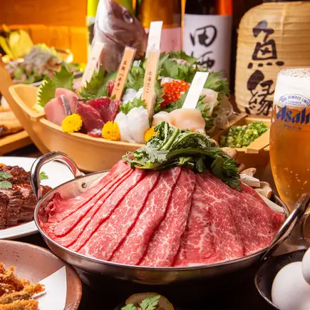 厚切り牛タンやA5黒毛和牛のステーキ含む全10品 3時間飲み放題付 9000円⇒8000円