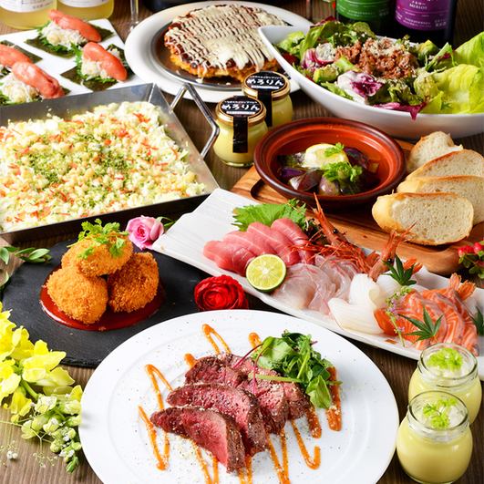 ★3 hours all-you-can-drink★《May~July》7 kinds of sashimi/premium beef steak etc. [Premium beef course] 8 dishes total, 6,000 yen (tax included)