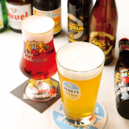 A variety of Belgian beers