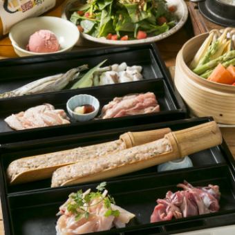 [90 minutes all-you-can-drink included] Stone-grilled carefully selected chicken and seafood, steamed seasonal vegetables, etc.!! Exclusive to our store, ``Satisfactory Course''
