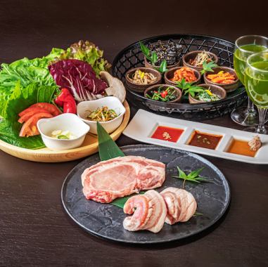 The fatty flavor is irresistible! Kyoto pork samgyeopsal set♪