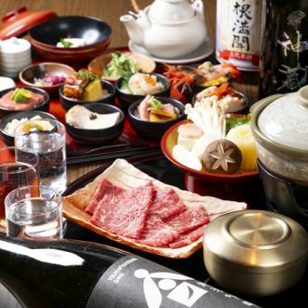 『極み和牛すき焼き鍋とおちょこ丼セット～板長セレクト日本酒ペアリング～