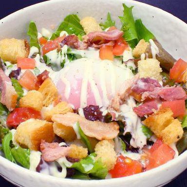 Warm ball Caesar salad