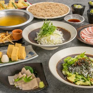 [Soba Gin Course] 7 dishes of special hot pot "Negi Pork Shabu" & famous "Ozaru Soba" (2 hours all-you-can-drink included)