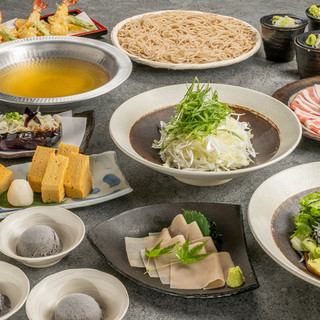 [Takumi Soba Gin Course] 8 dishes of special hot pot "Negi Pork Shabu" & famous "Ozaru Soba" (2 hours all-you-can-drink included)