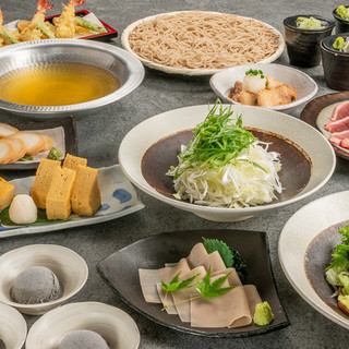 [Special Soba Gin Course] 9 dishes of special hot pot "Kamo-onion Shabu" & famous "Ozaru Soba" (2 hours all-you-can-drink included)