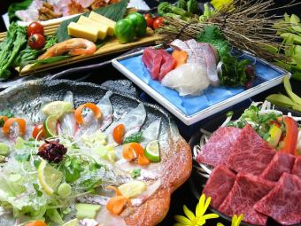 【4500日圓套餐】烤和牛腿肉、明太子捲、炸牡蠣等8道菜（附120分鐘無限暢飲）