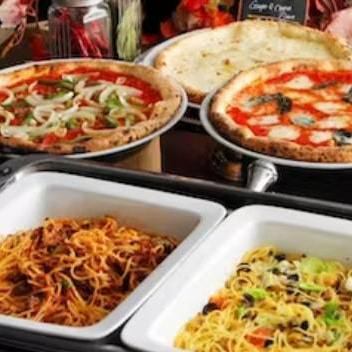 [僅限假日◆無限暢飲] 自助午餐無限量供應正宗那不勒斯披薩和義大利麵