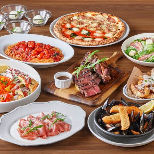 New☆《Food only》Premium course★Steak & spare ribs, mussels, oven-baked pizza, pasta