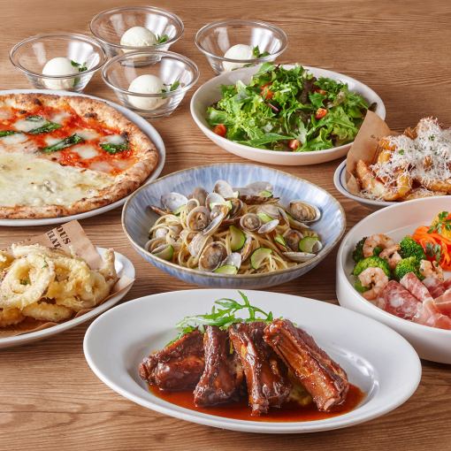 New☆《Food only》Salvatore course★Special spare ribs, oven-baked pizza, pasta, frites, etc.