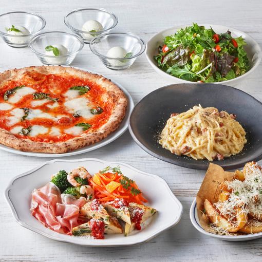 New☆《Cooking only》Casual course★Kiln-roasted Margherita, rich carbonara, prosciutto & appetizers, etc.