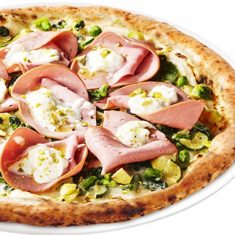 Primavera with mortadella and spring vegetables ~Stracciatella with melty cheese~