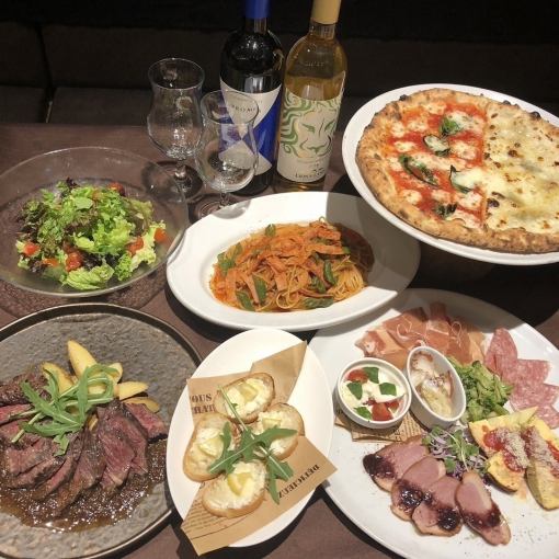 【仅食物】开业10周年纪念套餐◆烤熟成牛肉、半半披萨、意大利面等