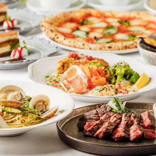 《厳選セット》★シェフズプラン★牛の赤身グリル、窯焼きピッツァ、デザート等全7皿11品
