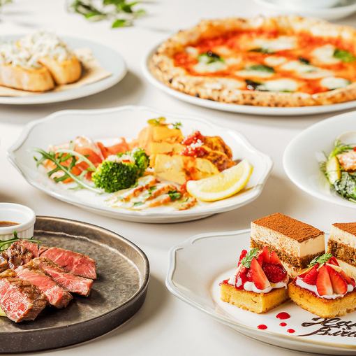 《記念日セット》★シェフズプラン★牛の赤身グリル、ピッツァ+記念日プレート付等全7皿12品