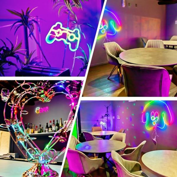 [2nd floor interior renewal♪] The stylish interior decorated with cute neon tubes is sure to be Instagrammable♪ Recommended for girls' night out, dates, etc.! The delicious food menu will also be updated frequently, so please look forward to it★